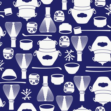 Japon çay töreninde kullanılan aletlerin desenleri,