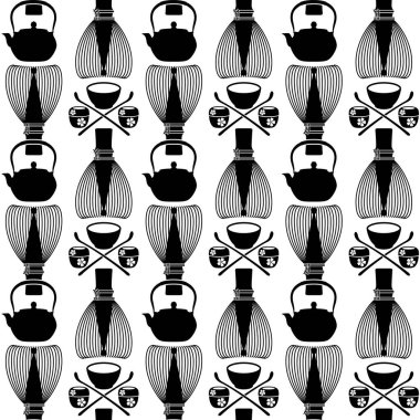 Japon çay töreninde kullanılan aletlerin desenleri,