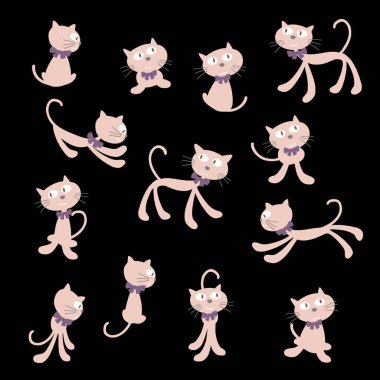 Şirin kedi illüstrasyonu koleksiyonu,