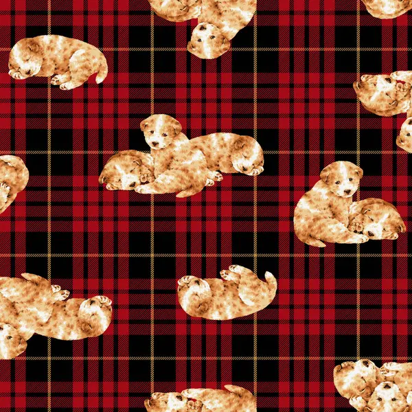 Elle çizilmiş köpeklerle kusursuz desen, tekstil için mükemmel.,