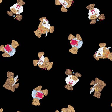 Sevimli el yapımı ayı deseni tekstil için mükemmel.,