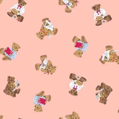 Sevimli el yapımı ayı deseni tekstil için mükemmel.,