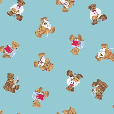 Sevimli el yapımı ayı deseni tekstil için mükemmel.,