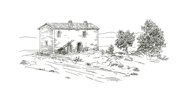 农村的老房子 图库插图