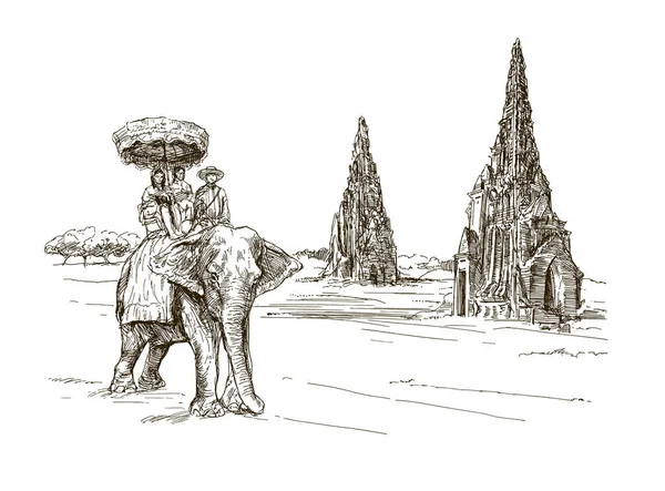 Ват Чайваттанагарам Стародавній Храм Аюттхая Стоковий вектор