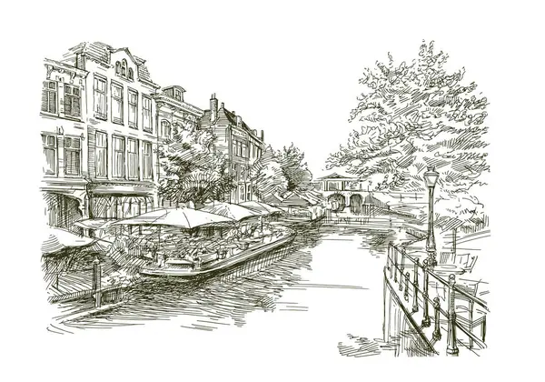 Leiden Ilustração Vetorial Desenhada Mão Gráficos De Vetores
