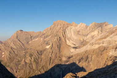 mountains of the pyrenees in the south of france in the village of gavarnie at sunset