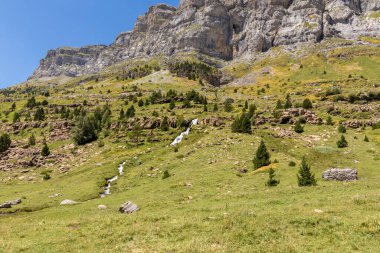 Pyrenees mountains view with canyon and dramatic landscape in National Park. Spain.