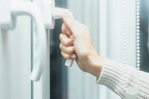 stock image Breath of Fresh Air: Hand Opening Window to Natures Renewal and Vitality