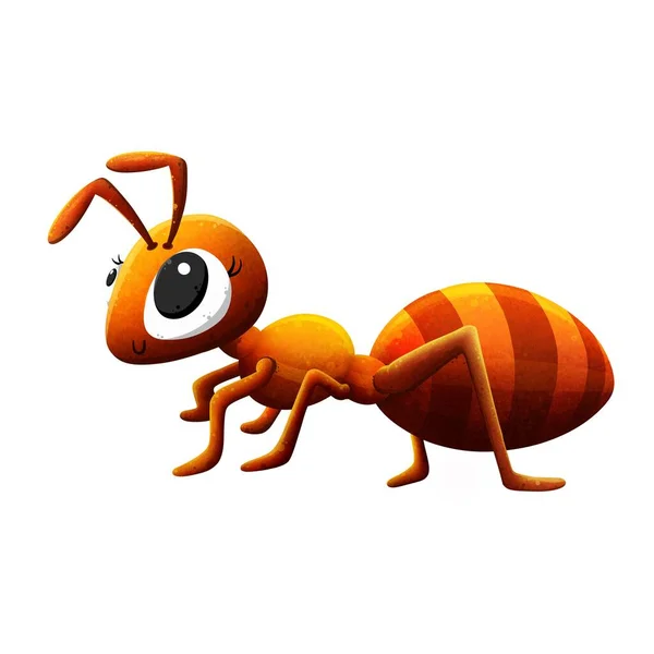 Cartoon ant vector Emmet insect with cute face and big eyes. Design elements. Wild animals.