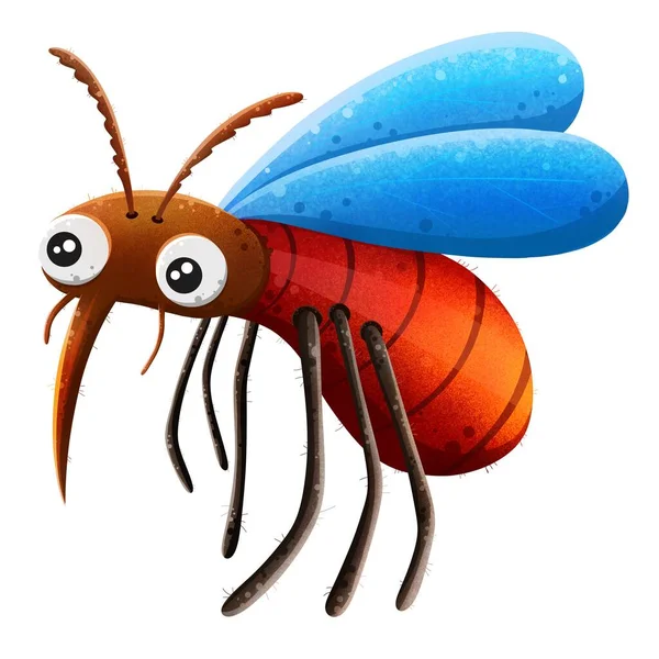 Ručně Tažený Hmyz Roztomilý Komár Ilustrace Téma Volně Žijících Živočichů — Stock fotografie