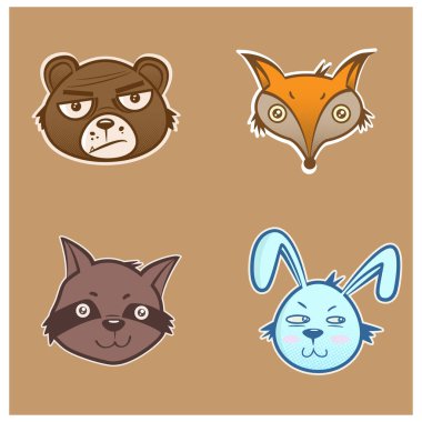 Bir grup şirin hayvan, vektör illüstrasyon