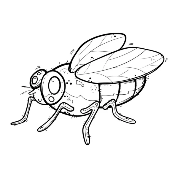 Lindo Insecto Dibujos Animados Ilustración Vectorial Dibujado Mano Bosquejo — Vector de stock