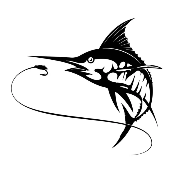 Bir Deniz Balığı Vektör Logosu Çizimi — Stok Vektör