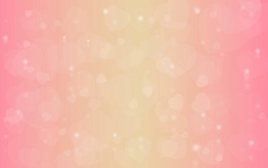Sevgililer günü arkaplanının gradyan renk ile soyut vektör illüstrasyonu. Pembe ışıkta parlak sarı kalpler