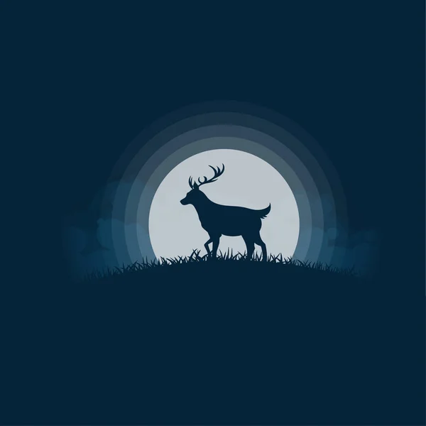 Silhouette Cerf Sur Fond Bleu Illustration Vectorielle — Image vectorielle