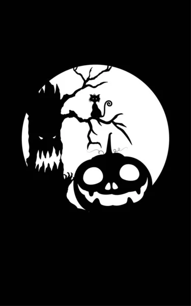 Sfondo Halloween Con Silhouette Spaventosa Illustrazione Vettoriale — Vettoriale Stock