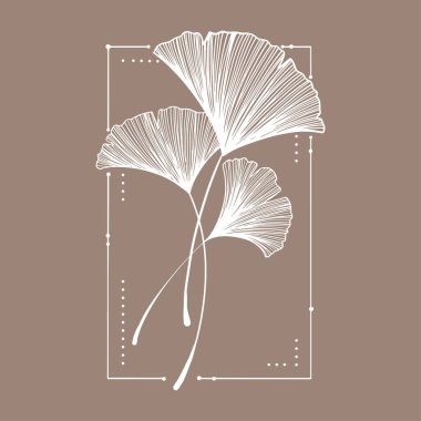 Kart süsleme sanatı için ginkgo yaprağı el yazısı.