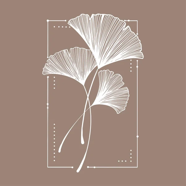 Kart Süsleme Sanatı Için Ginkgo Yaprağı Yazısı — Stok Vektör
