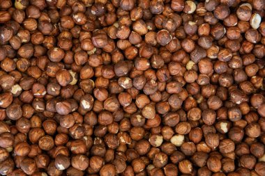 Fındık arkaplanı. Organik doğal filbert üst görünümü