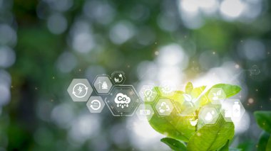 Yenilenebilir enerji ve yeşil enerjide büyüyen ekolojik gelişim. Sosyal yönetim ve etki yatırımları. sürdürülebilir, fon, şeyin interneti, enerji, ai, metin için boş alan.