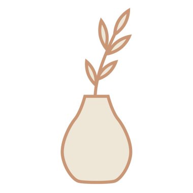 Bitki çizgisi ikonlu vazo. İç tasarım elementleri için seramik saksılar. Vektör illüstrasyonu.