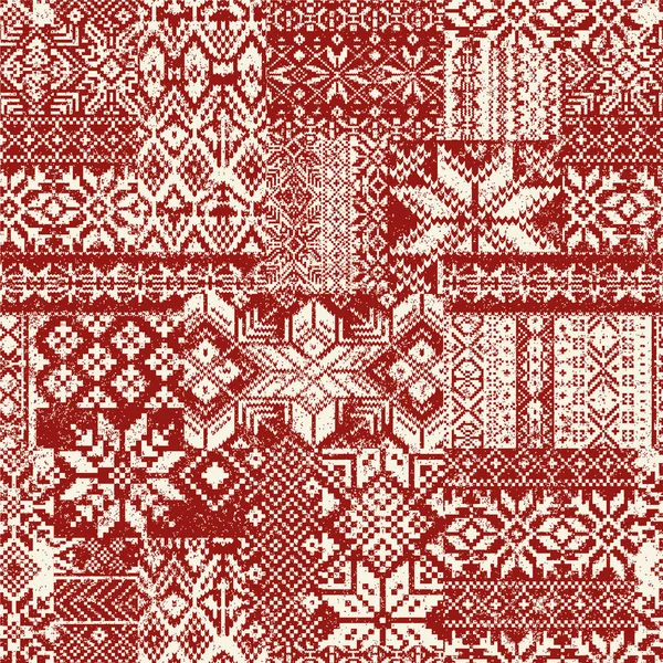 Czerwony Rdzenny Amerykanin Tradycyjny Tkanina Mozaika Abstrakcyjny Wektor Bezszwowy Wzór — Wektor stockowy