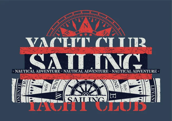 Voile Yacht Club Aventure Nautique Impression Vectorielle Abstraite Pour Garçon — Image vectorielle