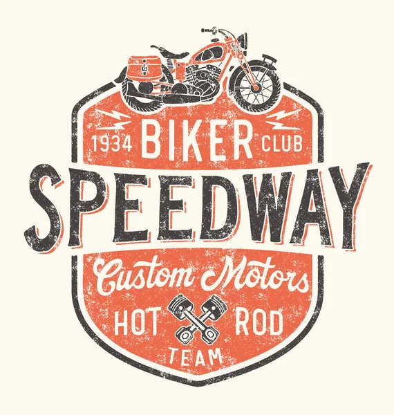 Speedway Motocycliste Club Motos Personnalisées Imprimé Vectoriel Mignon Pour Enfants — Image vectorielle