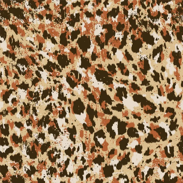 Abstract Splatted Leopard Skin Wallpaper Grunge Vector Seamless Pattern — Stock Vector