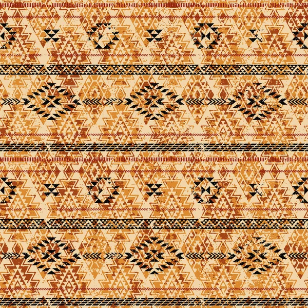 ネイティブアメリカの伝統的なファブリック抽象的な壁紙グランジヴィンテージベクトルシームレスパターン — ストックベクタ
