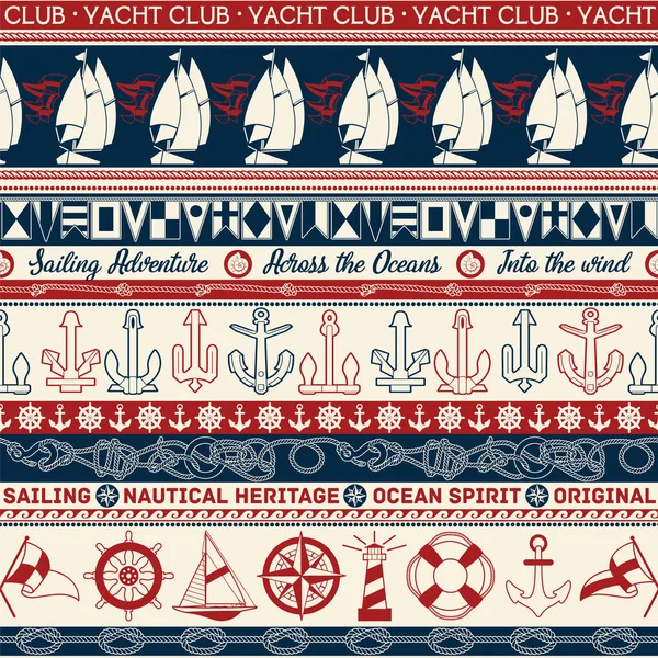 Patrimonio Nautico Oceano Vela Spirito Yachting Elementi Patchwork Vettore Marino — Vettoriale Stock