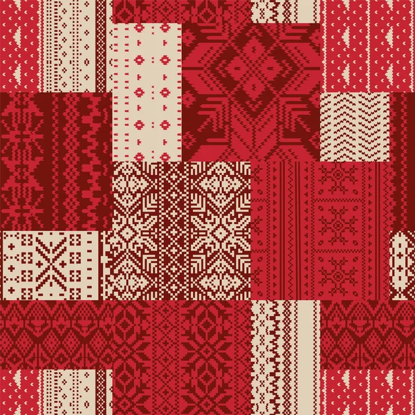 Nórdico Tradicional Punto Copos Nieve Jacquard Patchwork Abstracto Invierno Textil Ilustración De Stock