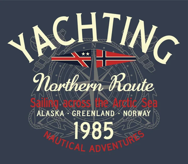 Vela Mar Ártico Ruta Septentrional Aventura Náutica Vintage Vector Impresión Ilustraciones De Stock Sin Royalties Gratis