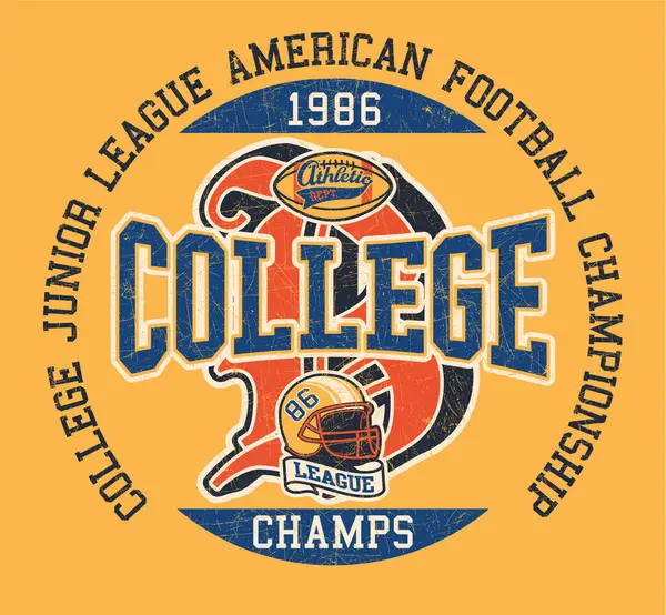 College Junior League American Football Team Champs Niedlichen Vintage Vektor Stockvektor