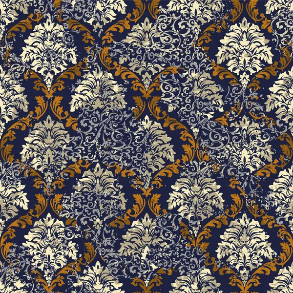 ダマスカラベスク バロック様式抽象的な花の壁紙のグラウンジ 抽象的なベクトル ファブリック シャツの枕のテーブルクロスの包むためのシームレスなパターン壁紙 ロイヤリティフリーのストックイラスト
