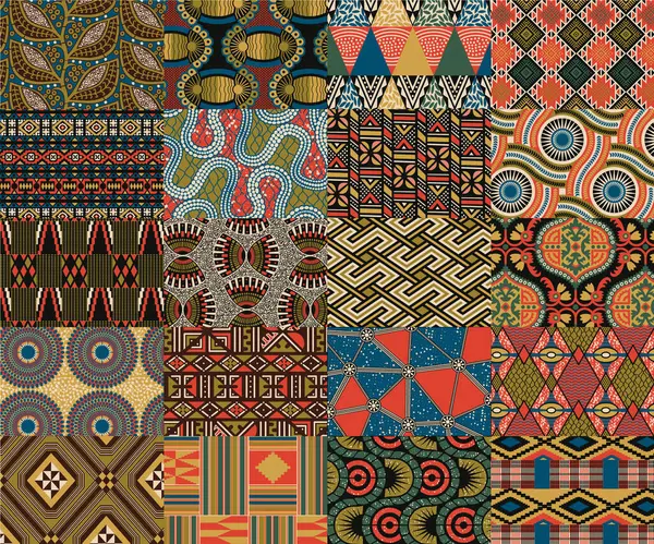 Tradiční Etnické Africké Tkaniny Patchwork Tapety Abstraktní Vektor Bezešvé Vzor Stock Vektory