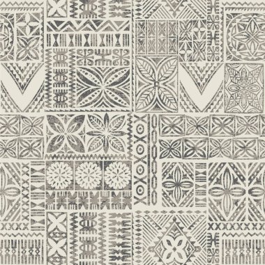 Polinezya tarzı kabile tapa elementleri kumaş yama yaması kumaş soyut vektörsüz desen kumaş için gömlek yastık masa örtüsü halısı ayrı katmanlarda grunge etkisi