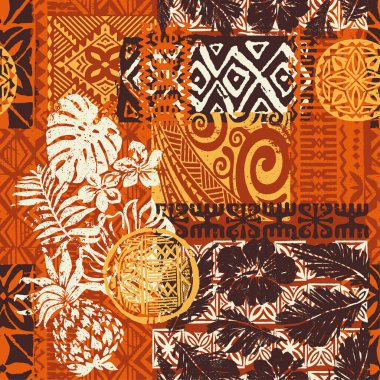 Hawaii kabilesi elementleri ve amber kumaş yama kumaş duvar kâğıdı vintage taşıyıcı kumaş dikiş deseni kumaş gömlek yastık masa örtüsü havlusu örtüsü için