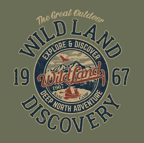 Açık hava keşfi erkek çocuk için klasik vektör baskısı tişört sweatshirt grunge etkisi ayrı katmanlarda