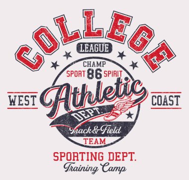 Çocuklar için kolej spor pisti ve saha atletizm bölümü klasik vektör baskısı.