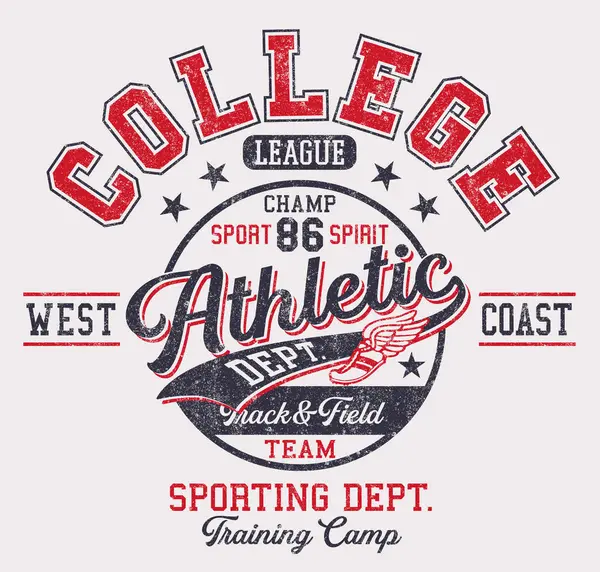 Çocuklar için kolej spor pisti ve saha atletizm bölümü klasik vektör baskısı.