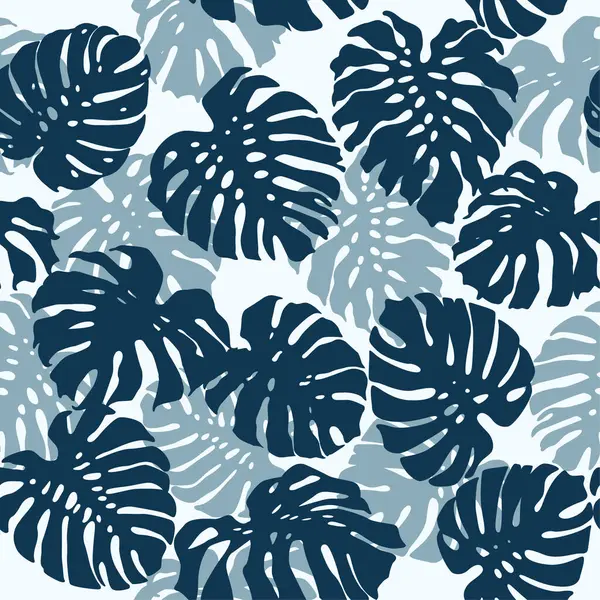 Tropik canavar yaprağı siluetleri duvar kâğıdı vektörleri kumaş gömlek plaj yüzme için kusursuz desenler masa örtüsü yastığı giyerler. 