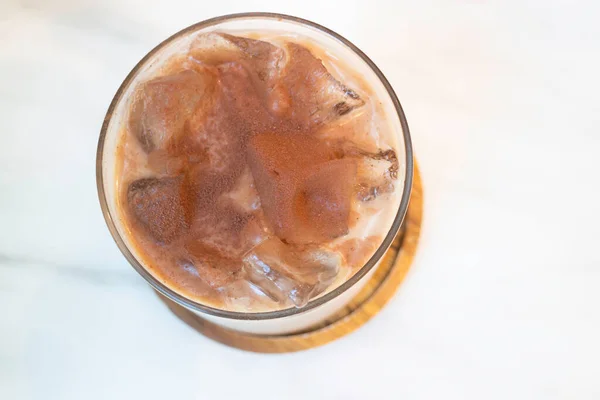 Iced Coffee Mocha Mini Glass Serving Stock Photo — Stock Photo, Image