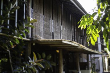 Tayland geleneksel ev ahşap duvar, stok fotoğrafı.