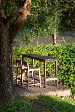 Kafe ya da kafe, ahşap dış mekan, stok fotoğrafı.