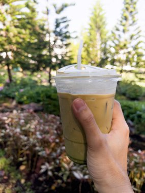 Iced drink in plastic container, stock photo