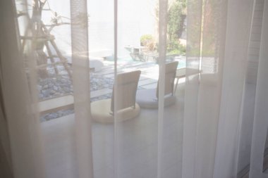 Parlak oturma odası modern iç mekan, stok fotoğrafı.