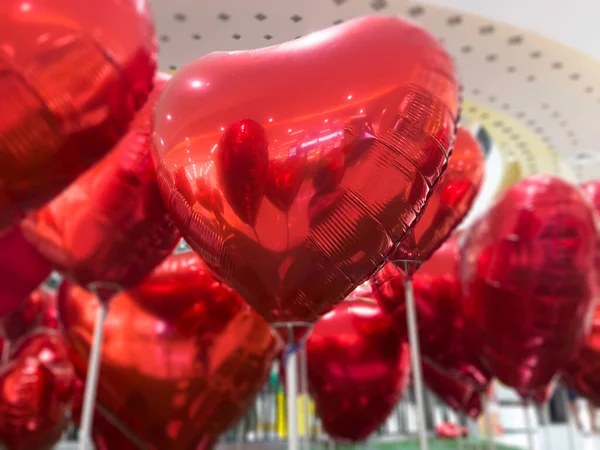 Set Red Color Heart Shaped Foil Balloons Stock Photo — Stock Photo, Image