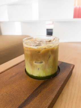 Matcha Green tea latte espresso, stok fotoğrafı.